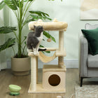 PawHut - Arbre à chat tour multi-niveaux maison pour chaton avec poteau à griffer - beige-La housse en feutre est amovible et lavable 