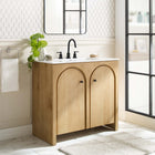 Modway - Appia 36" Vanette de salle de bain - Oak White-Construction en parement de bois de manguier et MDF