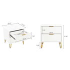 Manhattan Comfort - Dumbo table de chevet moderne à 2 tiroirs et commode à 3 tiroirs - blanc - ensemble de 2-Pieds en métal doré élégamment évasés ajoutant un design mode sans faille et de la durabilité Hauteur des pieds : 18,6 cm