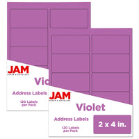 JAM Paper Étiquettes adresse pour le courrier, 2 x 4 po, violet planétaire, 240 par paquet-6 2/5 oz
