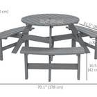 Outsunny - Ensemble table de pique-nique avec bancs et trou pour parasol pour 6 personnes - gris-Conçue avec un trou au centre de la table pour un parasol