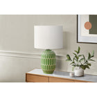 Monarch Specialties - Luminaire - 22 po H Lampe De Table - Céramique Verte - Abat-Jour Ivoire / Crème - Contemporain - Moderne-Parfaite pour éclairer divers espaces et créer une ambiance chaleureuse en appuyant sur l'interrupteur à bouton rotatif facile à allumer et à éteindre, qui peut accueillir une ampoule de 100 W (non incluse)