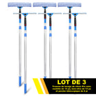 Gritt Commercial - Ensemble professionnel de nettoyage de vitres - Raclette de 14 po - Lave-vitres de 14 po - Perche télescopique de 6 pi - Lot de 3-Le manche pivote à 180° pour atteindre facilement les coins, les rebords et les appuis de fenêtre