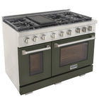 Kucht - 48 po Série KFX-X style professionnel au gaz naturel - Acier inoxydable/Vert olive-Dimensions du produit 27,75 po L x 48 po L x 36 po H