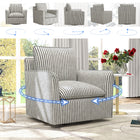 Ebello - Kandyn Fauteuil tonneau pivotant 29,7 po rembourré rayures douces coussin amovible, bleu-9
