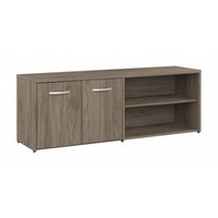 Bush Business Furniture- Armoire de rangement basse hybride avec portes, hickory moderne (HYS160MH-Z)-L'armoire de rangement basse 60 po L x 16 po P x 21 po H avec portes et étagères présente une solution d'organisation pratique pour le professionnel moderne