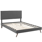 Modway - Amaris Tissu Lit à plateforme Queen avec pieds ronds et écartés, Gris-Rembourrage fin en polyester