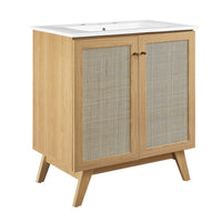 Modway - Soma 30" Vanette de salle de bain - Oak White-MDF et panneau de particules
