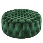 Modway - Amour Gros rond à boutons touffés Performance Velvet Ottoman - Émeraude-Ottoman à accents à boutons touffés