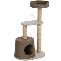 PawHut - Arbre à chat griffoir, poteau d’escalade pour chaton, mobilier pour animaux avec jouet - marron-Neuf et de haute qualité, fabriqué en panneau de particules et tissu de canapé 