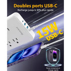 Huntkey - Parasurtenseur avec cordon détachable, 6 prises et 4 ports USB (2 USB-C, 2 USB-A) - blanc, paquet de 2-6
