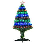HOMCOM - Arbre de Noël artificiel de 3FT pré-éclairé à fibres optiques LED décoration de vacances-Grand sapin de Noël artificiel  