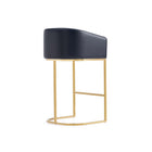 Manhattan Comfort - Louvre tabouret de bar moderne du milieu du siècle de 21" en similicuir noir et or titane - lot de 2-Livré chez vous entièrement assemblé ! Aucun assemblage requis