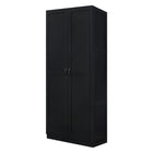 Manhattan Comfort - Ensemble de rangement moderne Hopkins 59,22 po 2 pièces, 14 étagères, noir-Nettoyage: Essuyez avec un chiffon humide, en évitant l’excès d’humidité. À éviter: Les produits chimiques agressifs ou les nettoyants abrasifs qui peuvent endommager la surface. Entretien: Gardez à l’écart de l’humidité excessive, car le produit peut gonfler ou se déformer s’il est exposé à l’eau ou à l’humidité. Protection: Utilisez des sous-verres ou des sets pour éviter les rayures ou les taches