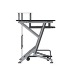 Flash Furniture – Bureau d’ordinateur avec support clavier à glissière et chariot pour PC, noir (NANWK105)-Plateau à clavier coulissant: 23,5 po larg. x 11,75 po prof. x 26,5 po haut. du sol