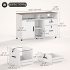 HOMCOM - Armoire de classement latérale mobile avec station de charge et ports USB - blanc-Les roulettes verrouillables assurent une mobilité facile et sécurisée 