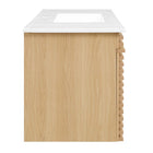 Modway - Render Fixation murale de 48" Vanette de salle de bain - Oak White-Bassin d’évier en céramique