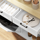 HOMCOM - Buffet avec armoire à déchets basculante à panneaux rainurés 10 gallons et tiroirs - blanc-Utilisation polyvalente comme buffet, meuble de salle de bain ou meuble d’entrée 