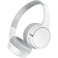 Belkin - Mini casque supra-auriculaire sans fil pour enfants avec étui - blanc-Bluetooth 5.0 avec une portée de connexion de 30 pieds