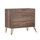 Manhattan Comfort - Avira 35" commode 3 tiroirs style mid-century modern - marron-Conception compacte et polyvalente idéale pour les chambres, les chambres d'amis ou les appartements