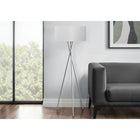 Monarch Specialties - Luminaire - 62 po H Lampadaire - Métal Nickelé - Abat-Jour Gris - Contemporain-Doté d'un interrupteur à 3 voies pour une seule ampoule triphasée jusqu'à 150 W (non incluse), il permet d'ajuster l'éclairage pour créer l'ambiance adéquate qui illumine et éclaire votre espace