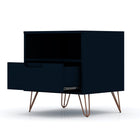 Manhattan Comfort - Rockefeller Table de Nuit 1 Tiroir Style Mid-Century Modern 51 cm - Tatiana Bleu Minuit - Lot de 2-Capacité de 5 kg par étagère et tiroir
