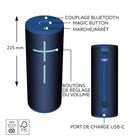 Ultimate Ears - MEGABOOM 4 enceinte Bluetooth portable étanche, Bleu-Enceinte sans fil résistante aux chutes, avec longue portée: profitez d'une portée sans fil de 45 mètres et d'une résistance aux chutes jusqu’à 1 mètre