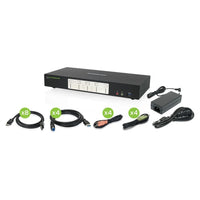 IOGEAR - Commutateur KVM DisplayPort 4K Dual View à 4 ports avec hub USB 3.0 et audio-Optimisez votre poste de travail multi-écrans haut de gamme avec une résolution vidéo supérieure