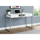 Monarch Specialties - 7364 Bureau 48 po L - Blanc/Metal Argent-Deux tiroirs spacieux avec poignées de couleur argent