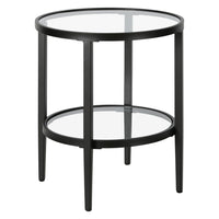 Hudson&Canal - Table d'appoint ronde Hera de 50 cm de largeur avec étagère en verre, - Bronze noirci-Un design contemporain moderne pour votre salon, votre chambre et plus encore