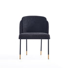 Manhattan Comfort - Chaise de salle à manger moderne Flor 58 cm, revêtement tissé sergé, noir-Pieds avant et arrière élégamment ornés de longs embouts en métal doré