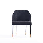 Manhattan Comfort - Chaise de salle à manger moderne Flor 58 cm, revêtement tissé sergé, noir-Pieds avant et arrière élégamment ornés de longs embouts en métal doré