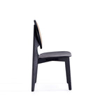 Manhattan Comfort - Lot de 2 chaises de salle à manger Versailles 18,5 po au style industriel chic, dossier rond, noir et cannage naturel-Hauteur d’assise : 42 cm avec une capacité de poids de 125 kg