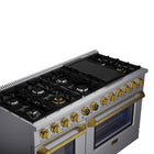 Kucht - 60 po Série KXP Cuisinière double énergie Gaz naturel - Acier inoxydable/Or-Les brûleurs scellés facilitent le nettoyage de la surface de cuisson
