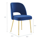 Modway - Rouse Salle à manger Fauteuil d’appoint - Marine-Revêtement en velours de performance