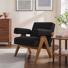 Modway - Lyra Tissu Boucle Fauteuil - Noir-Cadre en contreplaqué, pieds en caoutchouc