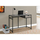 Monarch Specialties - 7221 Bureau 42 po - Taupe Fonce/Metal Noir-Le cadre en métal élancé au fini noir offre une stabilité et contraste avec les panneaux stratifiés faux bois taupe foncé