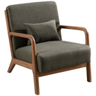 Ebello - Hertford Fauteuil d’appoint 26 po bois massif milieu de siècle avec coussin extra, vert-Couleur : Vert
