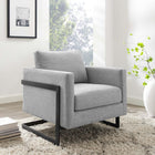 Modway - Posse Tissu rembourré Chaise d’accent - Noir Gris clair-Rembourrage en tissu polyester