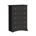 PrepacMC – Commode à 5 tiroirs Sonoma, 45 1/4 po, noir-Tiroirs sur glissières en métal avec butées de sécurité intégrées