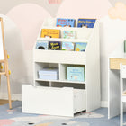 HOMCOM - Étagère à livres multi-étagères pour enfants avec tiroir de rangement - Blanc-Le tiroir est équipé de roulettes 