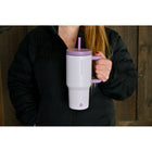 GROSCHE - Aspen Gobelet Isolé avec Poignée - 32 oz - Lavande-Couvercle à paille isolé et résistant aux éclaboussures