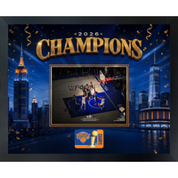 Frameworth - Cadre photoglass de OG Anunoby des New York Knicks tip-in du match 4 des champions 2026 - 22 po l x 18 po H - or-Présentoir photoglass encadré : cadre PhotoGlass de OG Anunoby des New York Knicks tip-in du match 4 des champions 2026 motif horizon or pour les amateurs et collectionneurs des New York Knicks