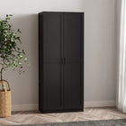 Manhattan Comfort - Cornelia 29,61 po Armoire de Rangement Moderne à 4 Étagères - Noir-Panneaux de porte verticaux rectangulaires élégants avec poignées en métal noir