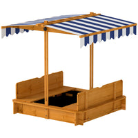 Outsunny - Bac à sable carré couvert pour enfants avec couvercle et auvent réglable - 106 x 106 cm - Rouge-Éliminez l'éblouissement, la chaleur et les coups de soleil, permettant de jouer plus longtemps grâce à un auvent réglable 
