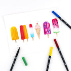 Tombow - Stylos à double pointe, couleurs primaires, paq./10-La pointe pinceau est conçue pour créer des traits fins, moyens ou épais