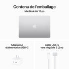 Apple - Portatif MacBook Air 15,3 po, M3, SSD 256 Go, Mémoire unifiée 16 Go, Argent, Anglais-Super connecté: MacBook Air intègre deux ports Thunderbolt, une prise pour écouteurs, les connectivités Wi-Fi 6E et Bluetooth 5.3, et un port de recharge MagSafe. Il prend en charge jusqu’à deux moniteurs quand l’écran est rabattu.