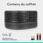 Logitech - Wave Keys Clavier ergonomique sans fil, repose-poignets rembourré - Graphite-10