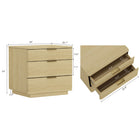 Manhattan Comfort - Table de nuit moderne Payton 66 cm, chêne naturel et or-Poignées de tiroir horizontales glamour en métal avec finition au choix noire ou dorée