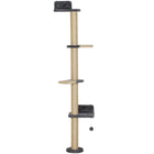 PawHut - Meuble mural pour chat avec 4 plateformes de repos pour intérieur - gris foncé-Comprend cinq plateformes et un jouet, offrant des heures de jeu et d’exercice 